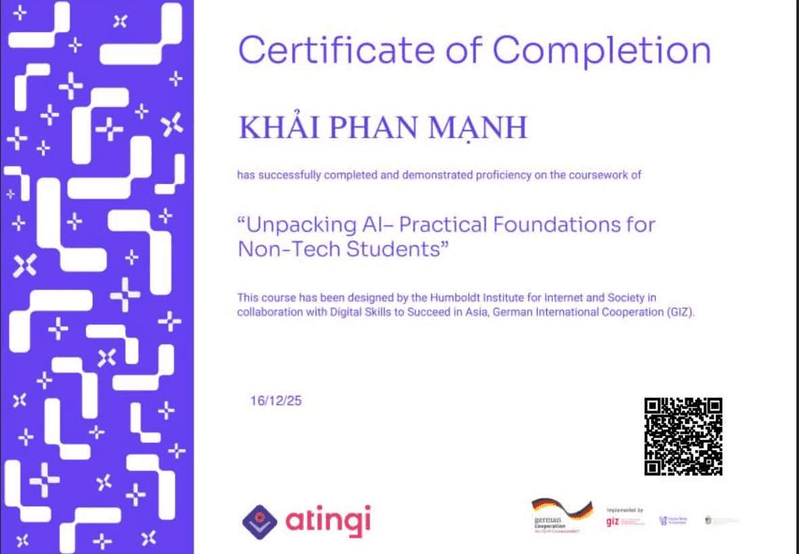 Unpacking AI certificate