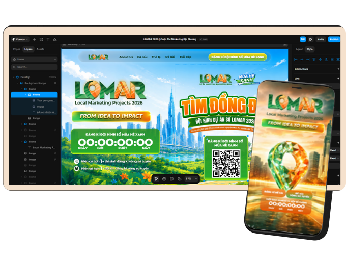 LOMAR website shown in Framer on desktop and mobile