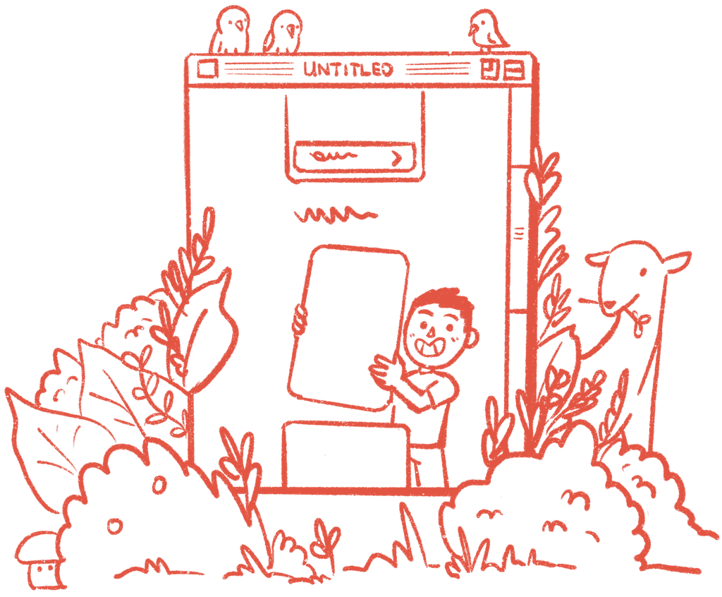 Illustration of a designer at a computer